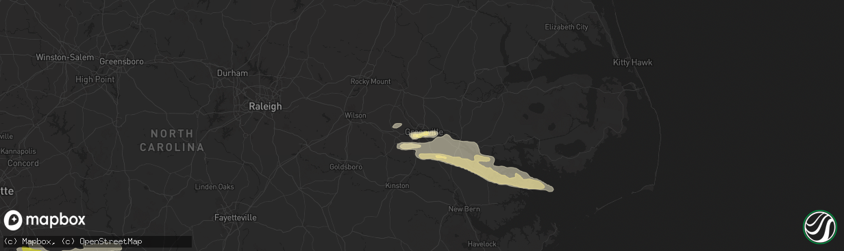 Hail map in Greenville, NC on May 10, 2024