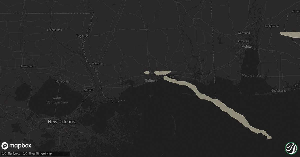 Hail map in Gulfport, MS on May 10, 2024