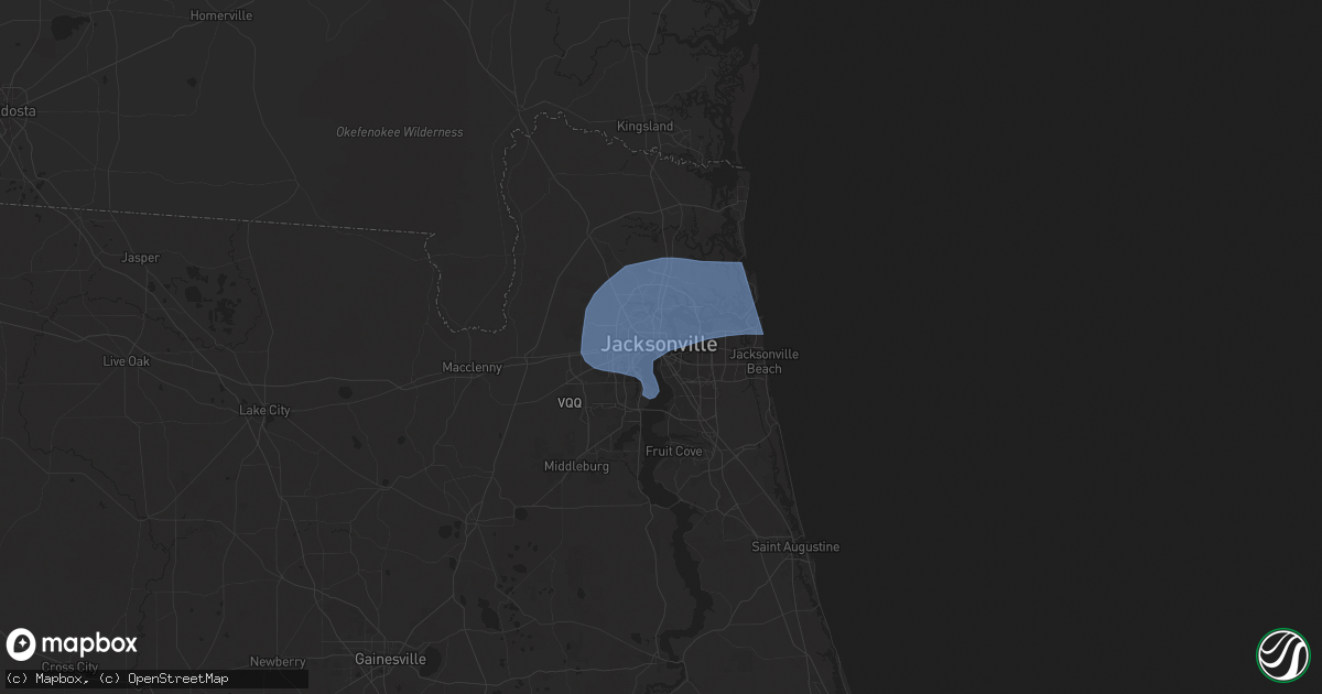 Hail map in Jacksonville, FL on May 10, 2024