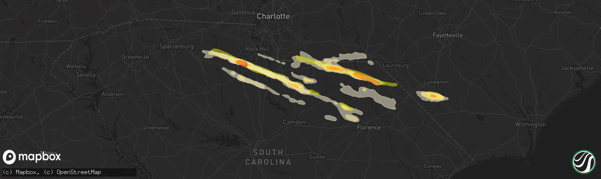 Hail map in Kershaw, SC on May 10, 2024