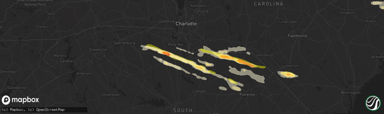 Hail map in Lancaster, SC on May 10, 2024
