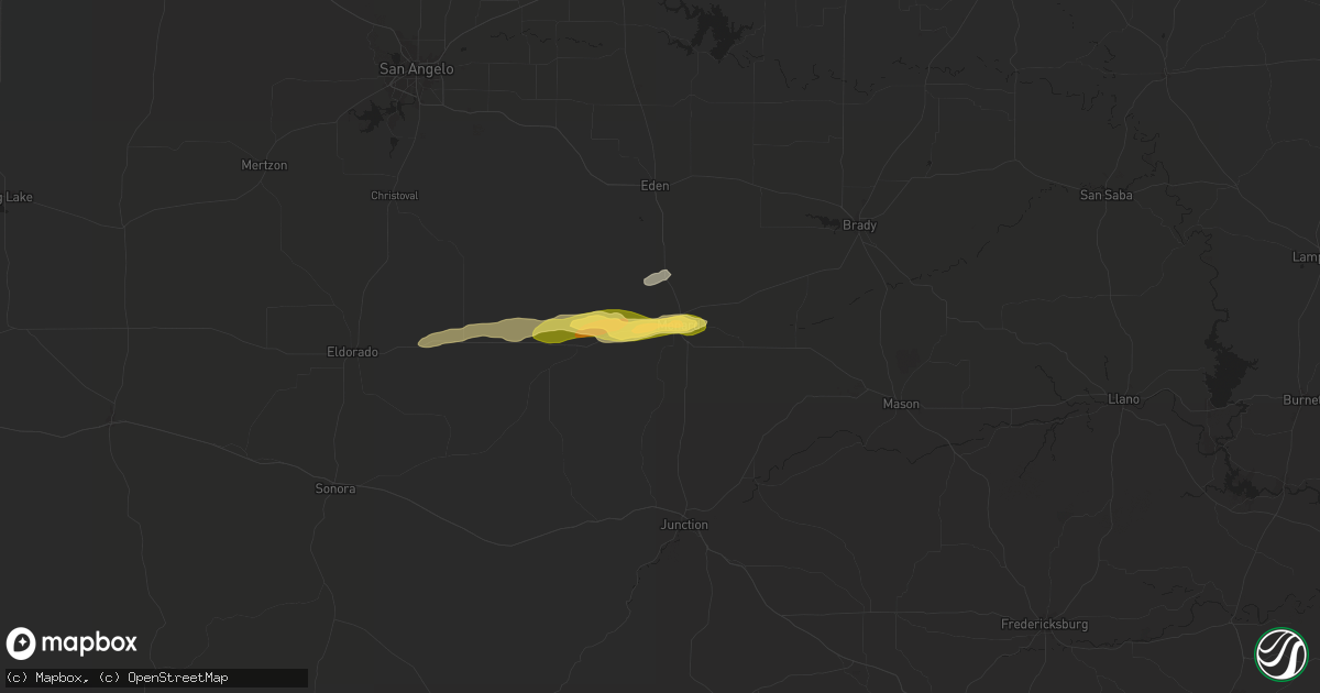 Hail map in Menard, TX on May 10, 2024