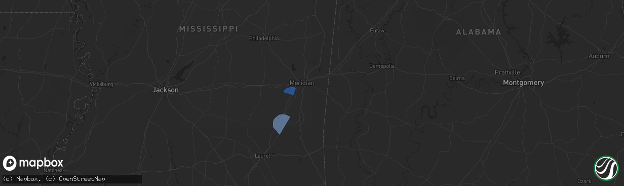 Hail map in Meridian, MS on May 10, 2024