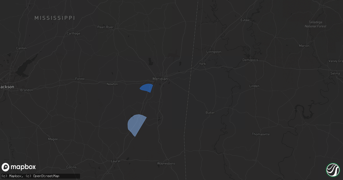 Hail map in Meridian, MS on May 10, 2024