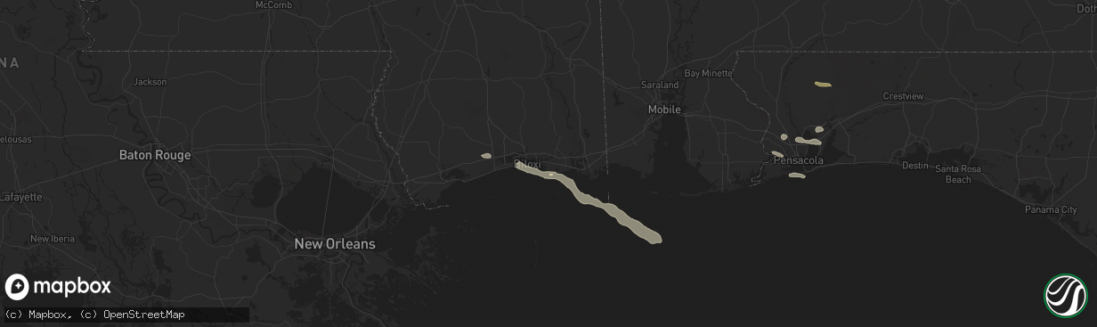 Hail map in Ocean Springs, MS on May 10, 2024