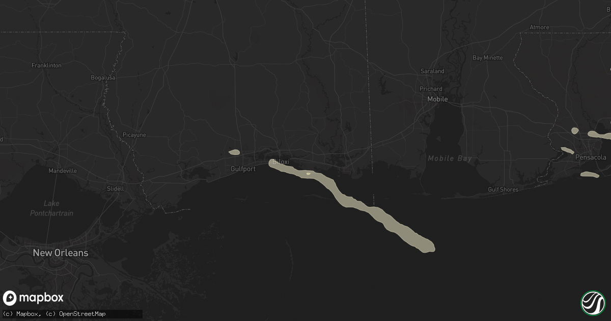 Hail map in Ocean Springs, MS on May 10, 2024