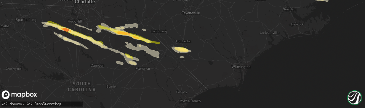 Hail map in Orrum, NC on May 10, 2024