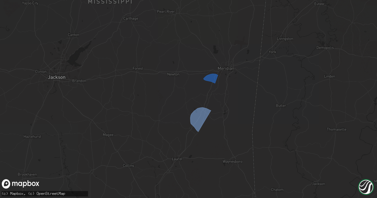 Hail map in Rose Hill, MS on May 10, 2024