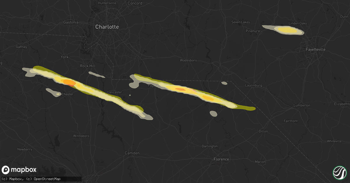 Hail map in Ruby, SC on May 10, 2024