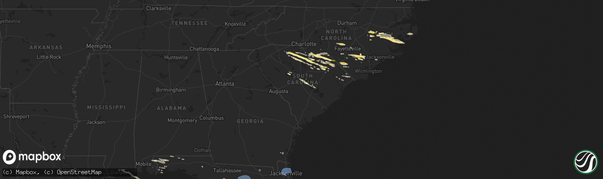 Hail map in South Carolina on May 10, 2024