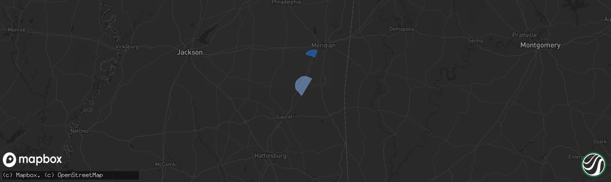 Hail map in Vossburg, MS on May 10, 2024