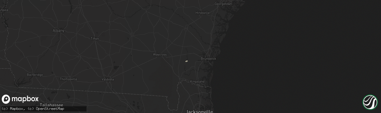 Hail map in Waynesville, GA on May 10, 2024