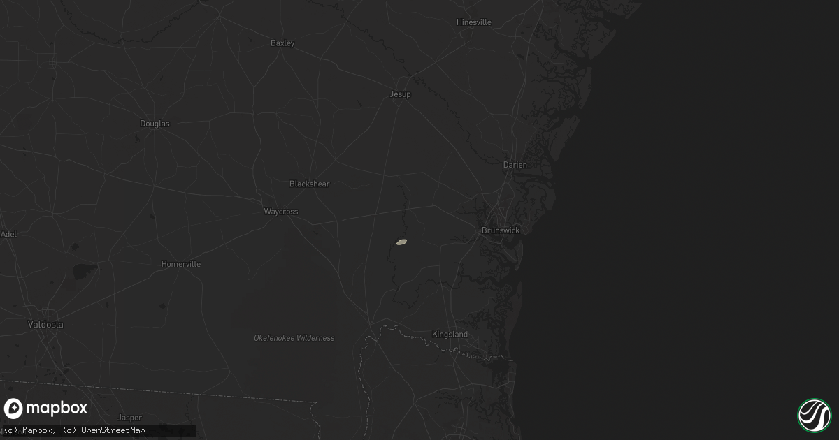 Hail map in Waynesville, GA on May 10, 2024