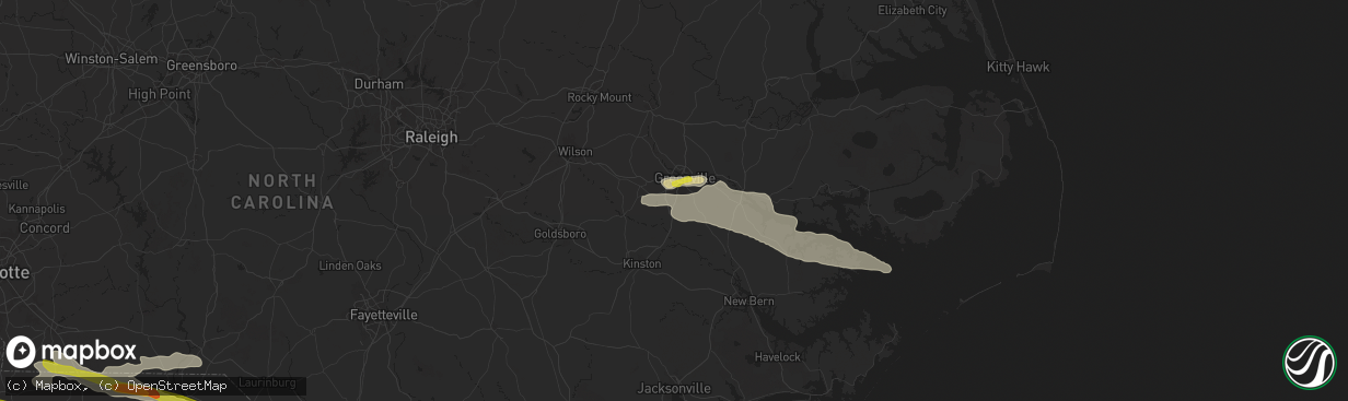 Hail map in Winterville, NC on May 10, 2024