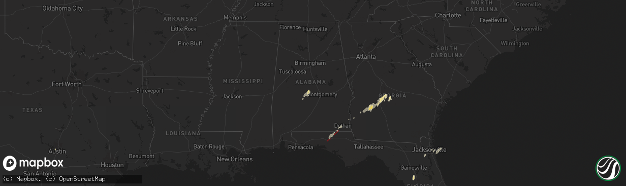 Hail map in Alabama on May 10, 2025