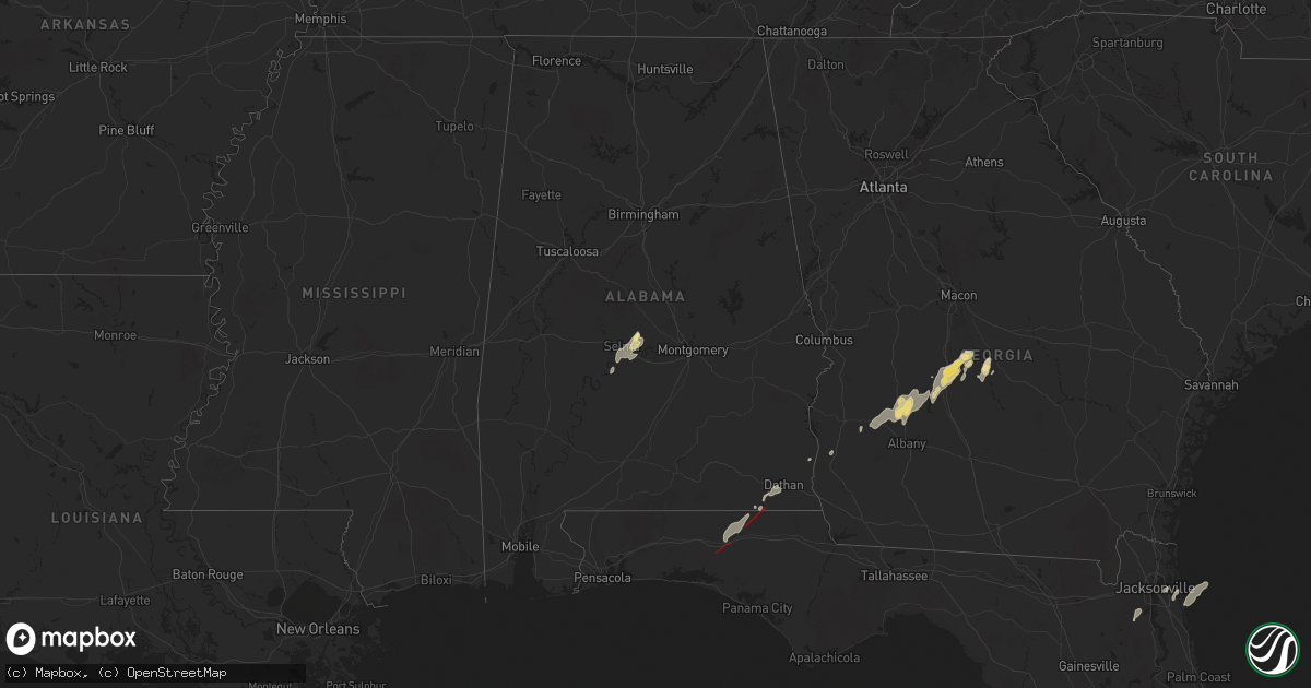 Hail map in Alabama on May 10, 2025
