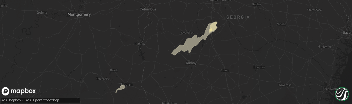 Hail map in Dawson, GA on May 10, 2025