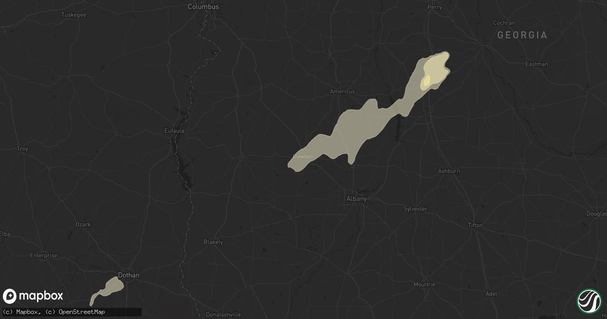 Hail map in Dawson, GA on May 10, 2025