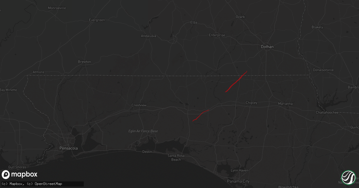 Hail map in Defuniak Springs, FL on May 10, 2025