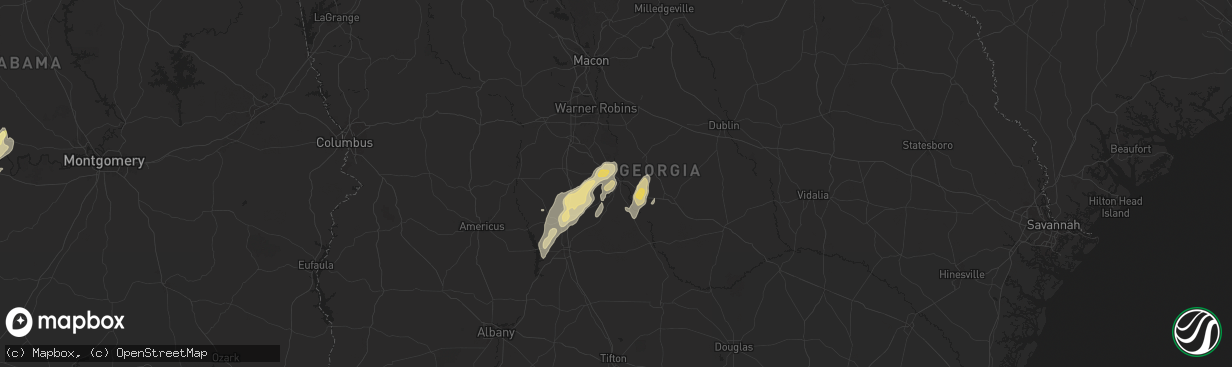 Hail map in Hawkinsville, GA on May 10, 2025