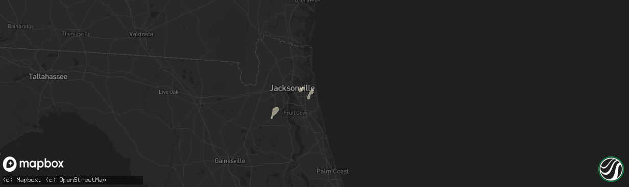 Hail map in Jacksonville Beach, FL on May 10, 2025