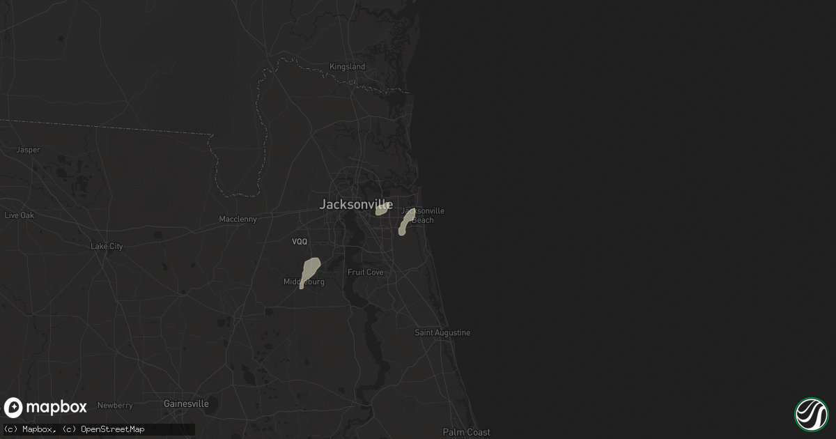 Hail map in Jacksonville Beach, FL on May 10, 2025