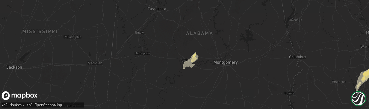 Hail map in Selma, AL on May 10, 2025
