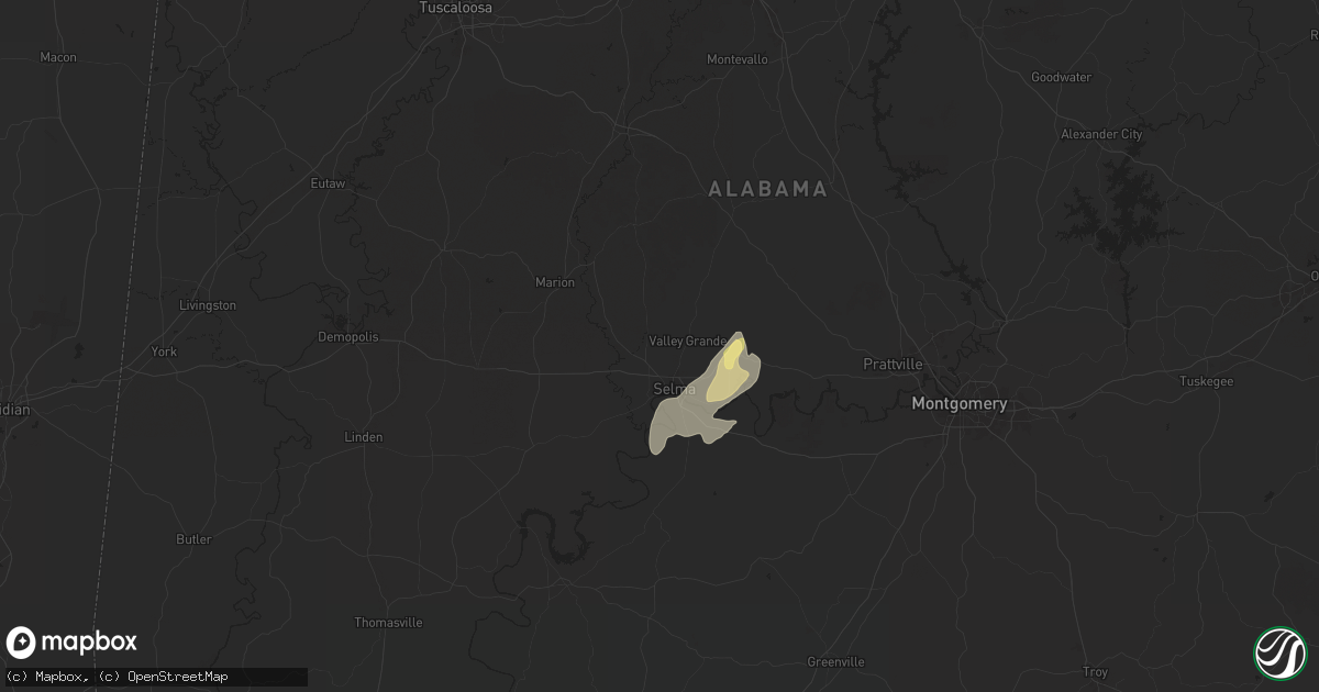 Hail map in Selma, AL on May 10, 2025