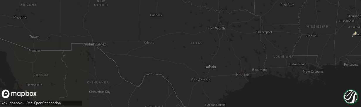 Hail map in Texas on May 10, 2025
