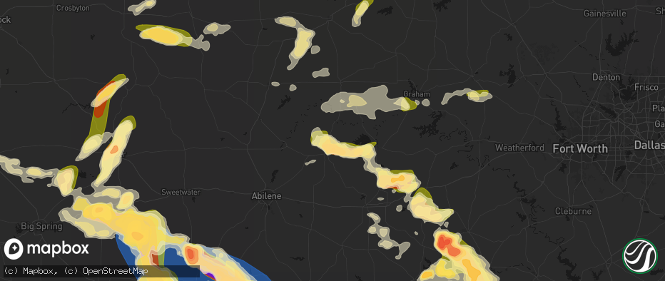 Hail map in Albany, TX on May 10, 2026