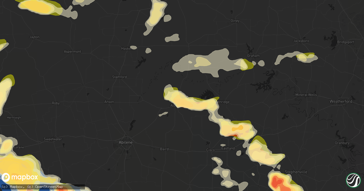Hail map in Albany, TX on May 10, 2026