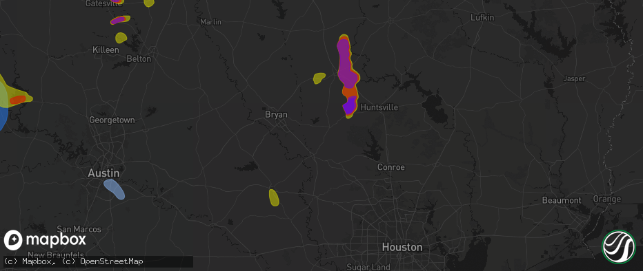 Hail map in Anderson, TX on May 10, 2026
