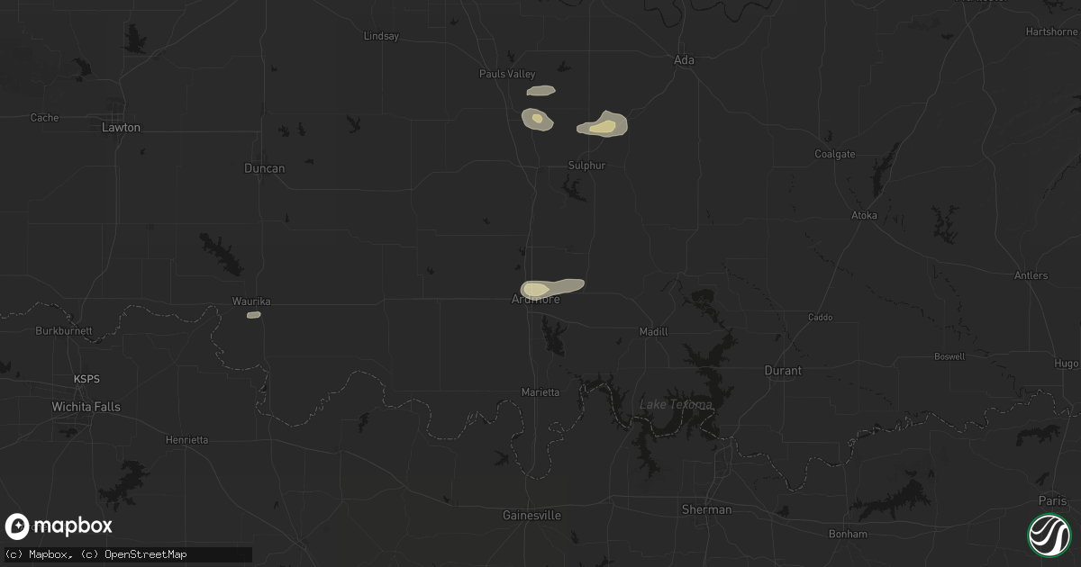 Hail map in Ardmore, OK on May 10, 2026