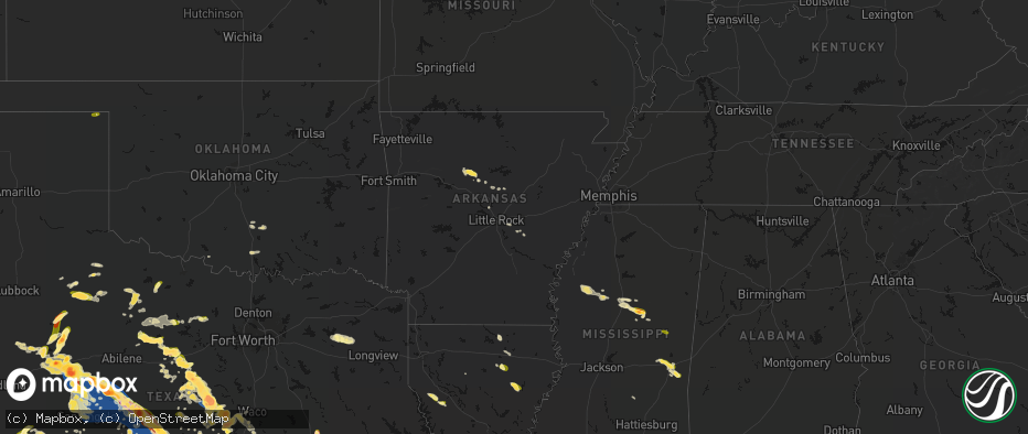 Hail map in Arkansas on May 10, 2026