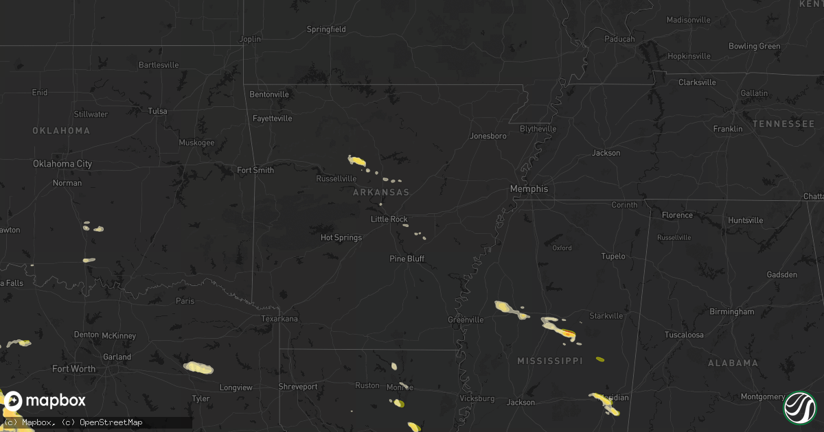 Hail map in Arkansas on May 10, 2026