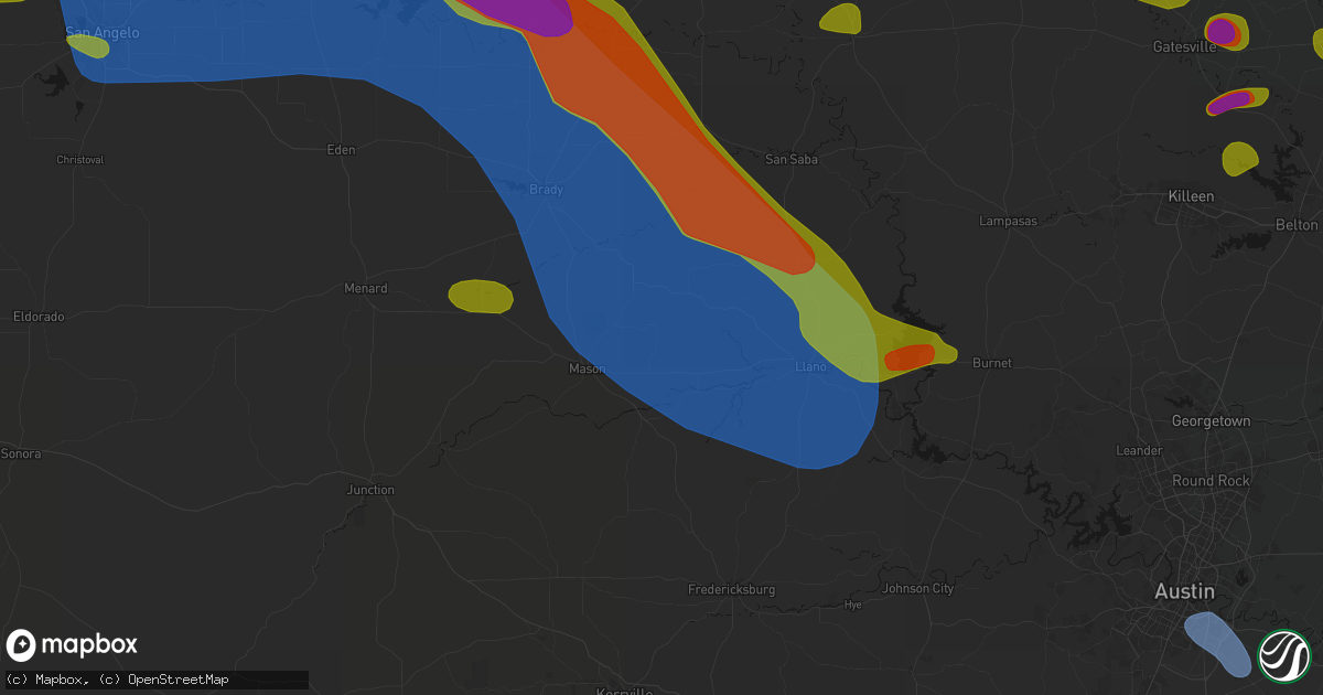Hail map in Art, TX on May 10, 2026