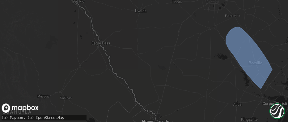 Hail map in Asherton, TX on May 10, 2026