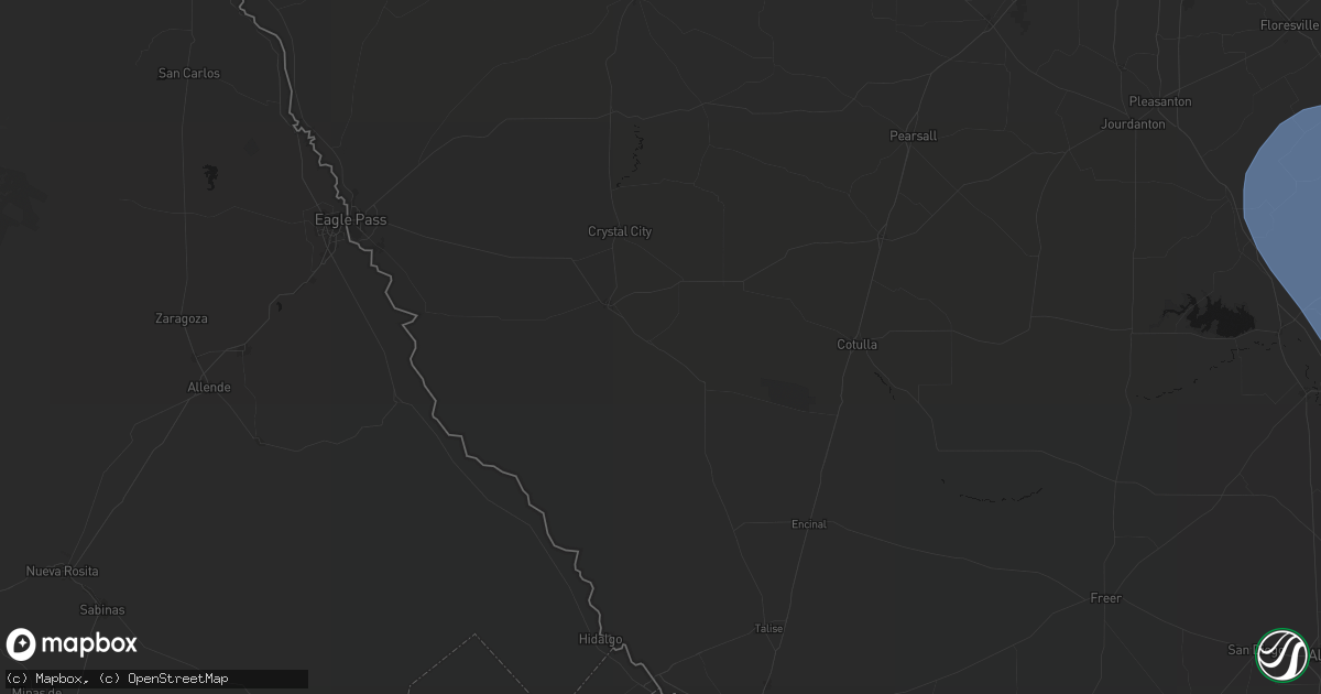 Hail map in Asherton, TX on May 10, 2026
