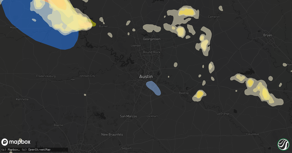 Hail map in Austin, TX on May 10, 2026