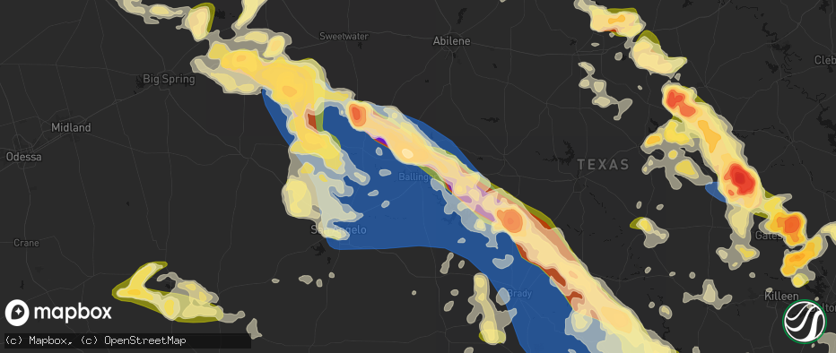 Hail map in Ballinger, TX on May 10, 2026