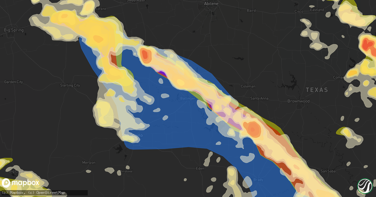 Hail map in Ballinger, TX on May 10, 2026