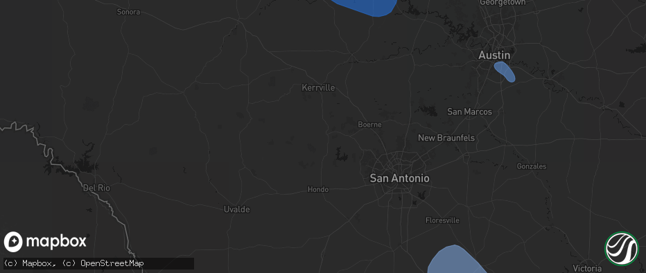 Hail map in Bandera, TX on May 10, 2026