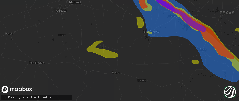 Hail map in Barnhart, TX on May 10, 2026
