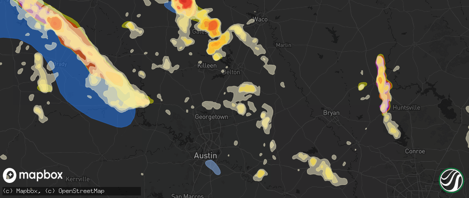 Hail map in Bartlett, TX on May 10, 2026