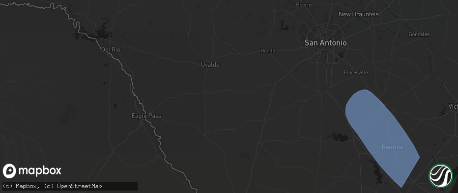 Hail map in Batesville, TX on May 10, 2026
