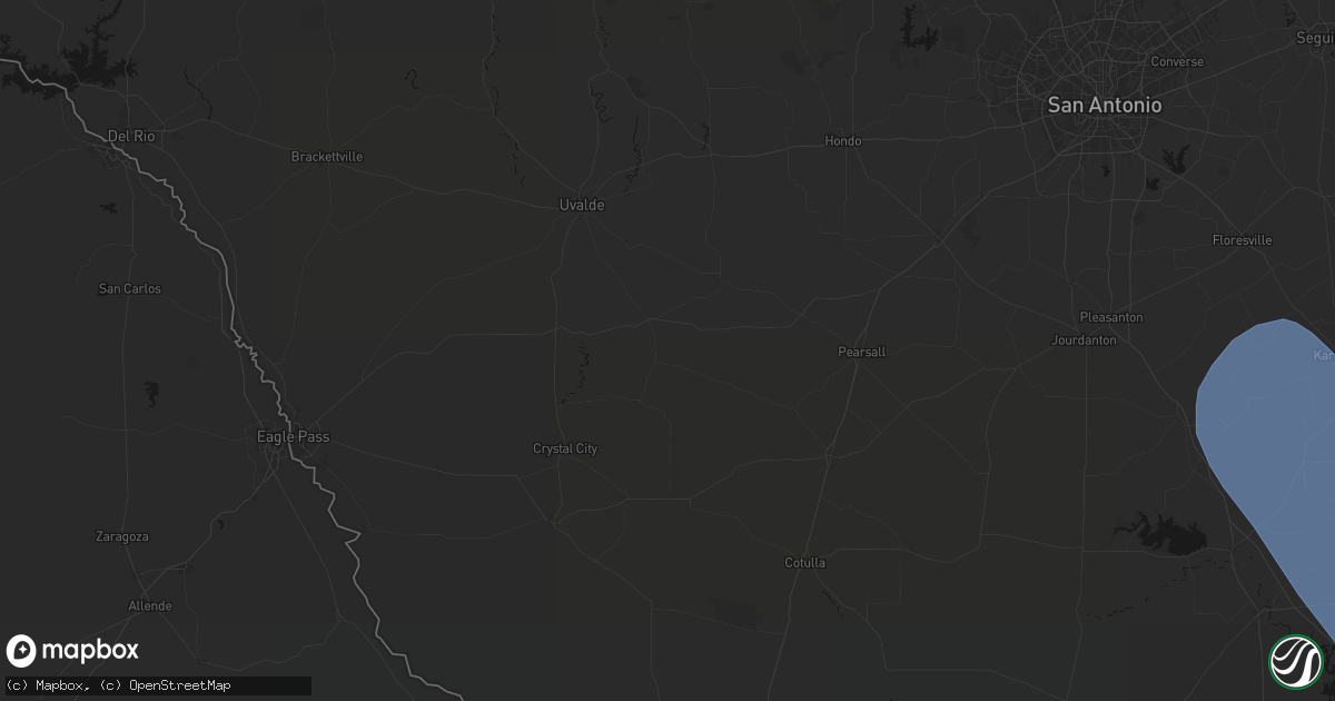 Hail map in Batesville, TX on May 10, 2026