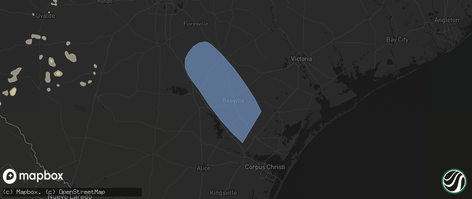 Hail map in Beeville, TX on May 10, 2026