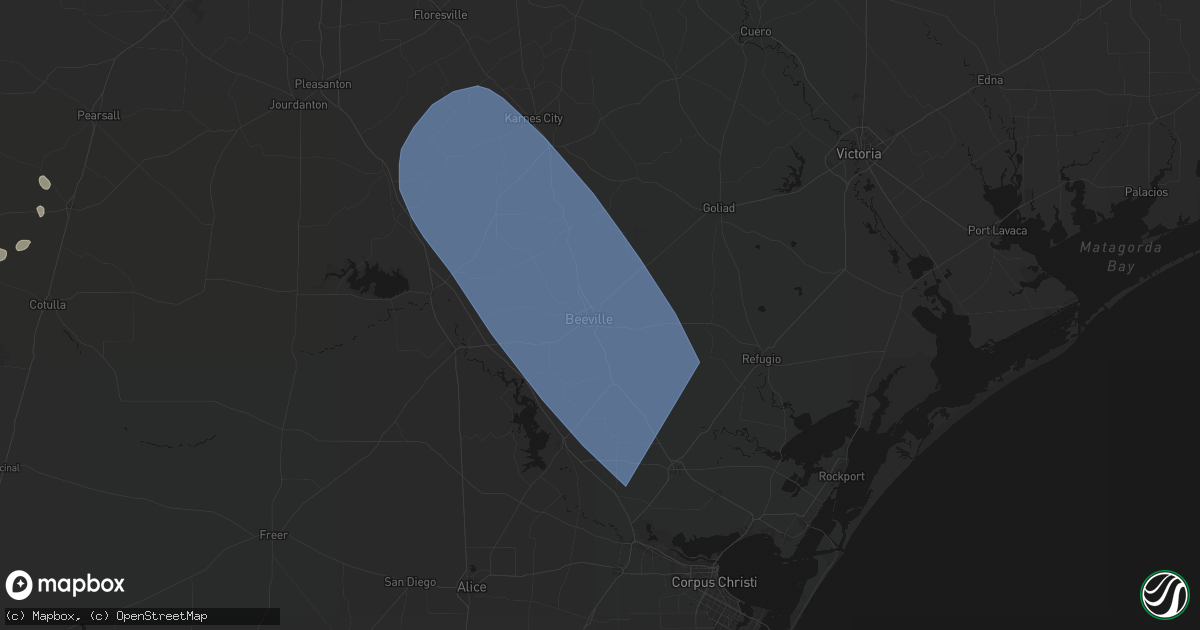 Hail map in Beeville, TX on May 10, 2026