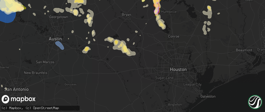 Hail map in Bellville, TX on May 10, 2026