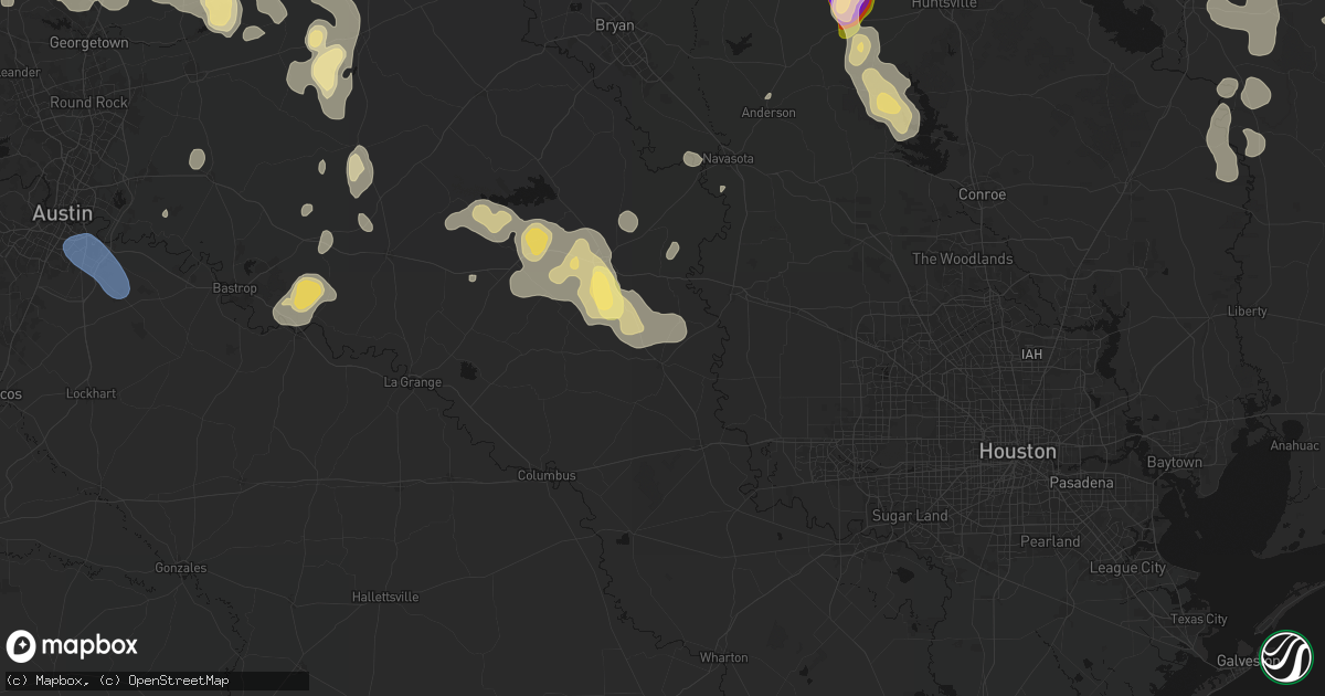 Hail map in Bellville, TX on May 10, 2026